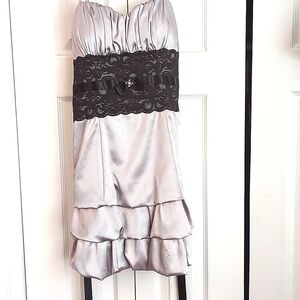 Grey with black lace dress
